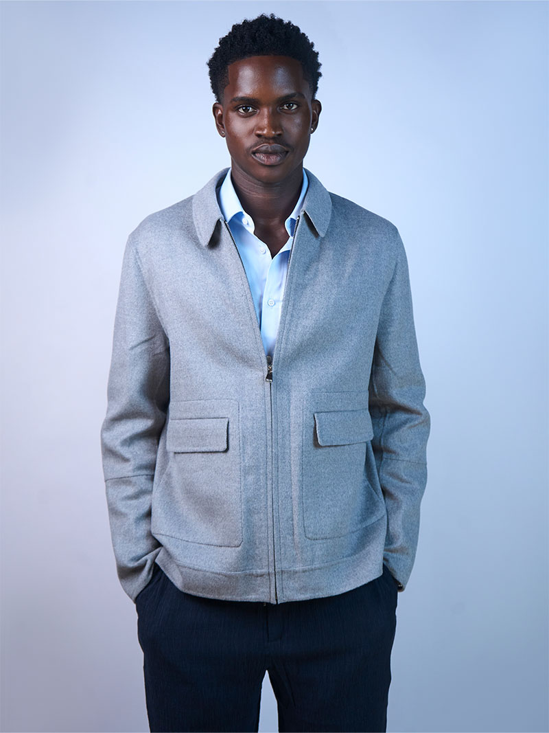 Ash Grey Modern Zipper Jacket - Relaxed Fit