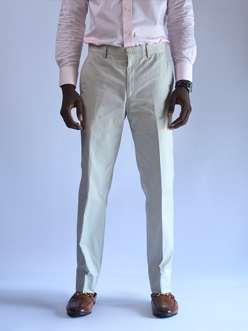 Beige Cotton Chinos -  Tailored Fit
